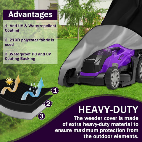 CHGANG lawn mower cover side view shields mower from dust and UV.