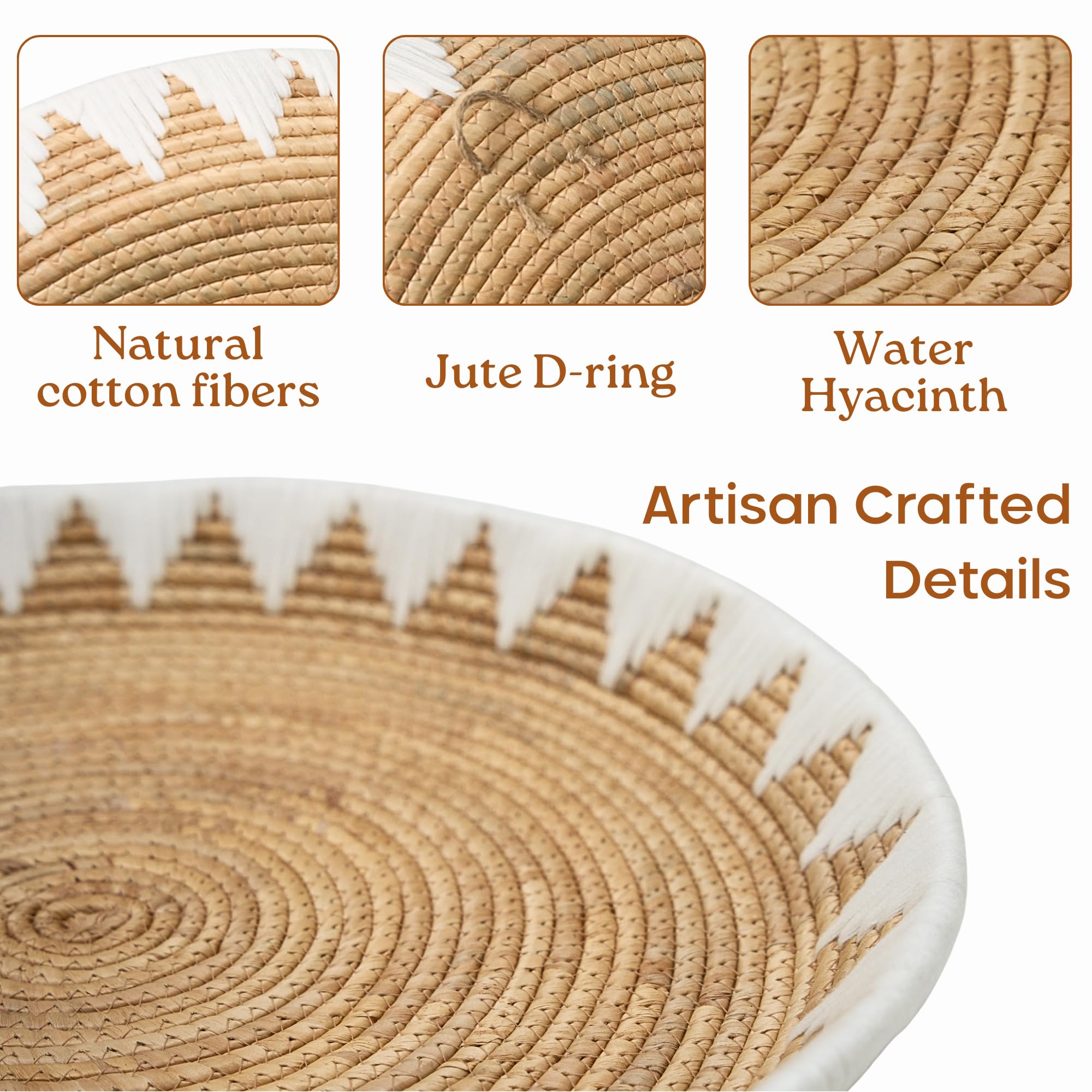 Chi An Home 15-inch water hyacinth wall basket hanging creates dimensional wall focal point.