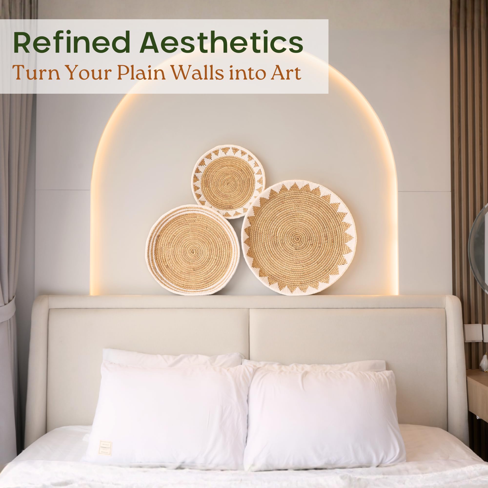 Chi An Home living room wall decor idea enhances ambience with natural materials.