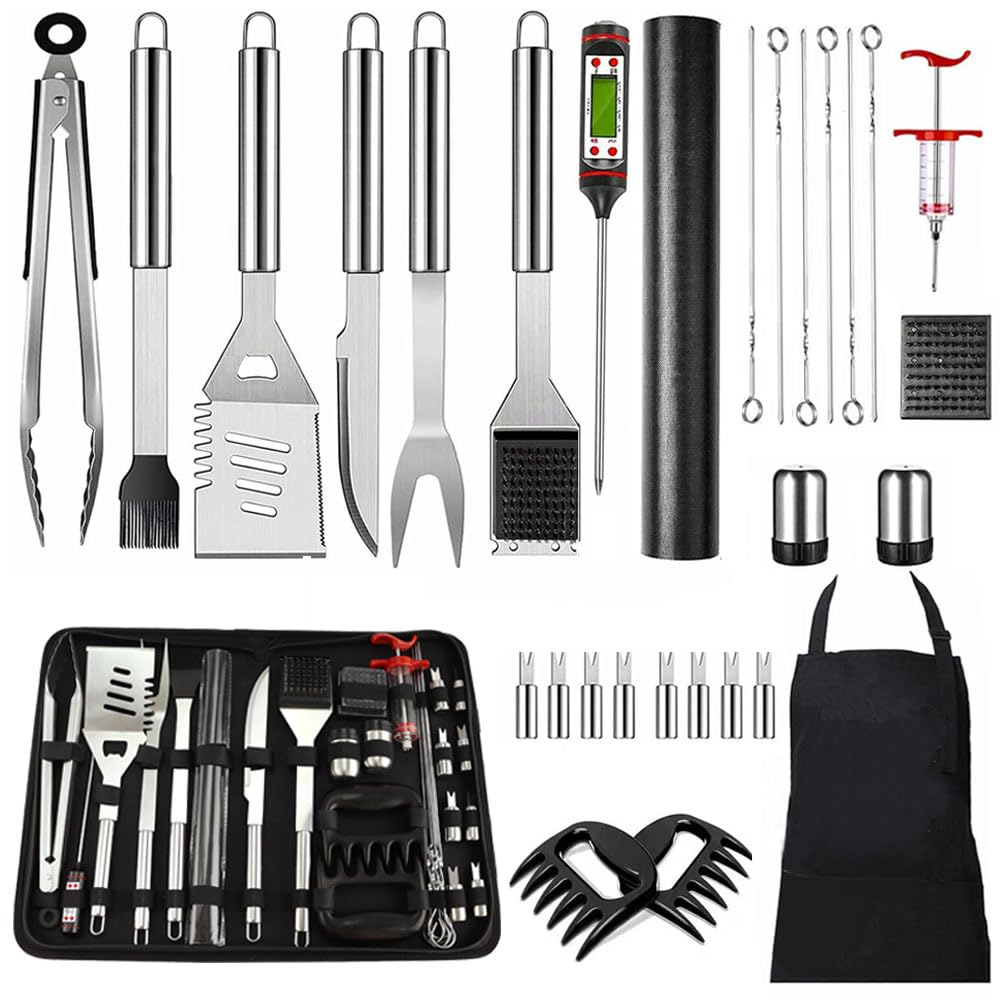 Chi Shang 30-piece grill kit with storage bag for organized outdoor cooking.