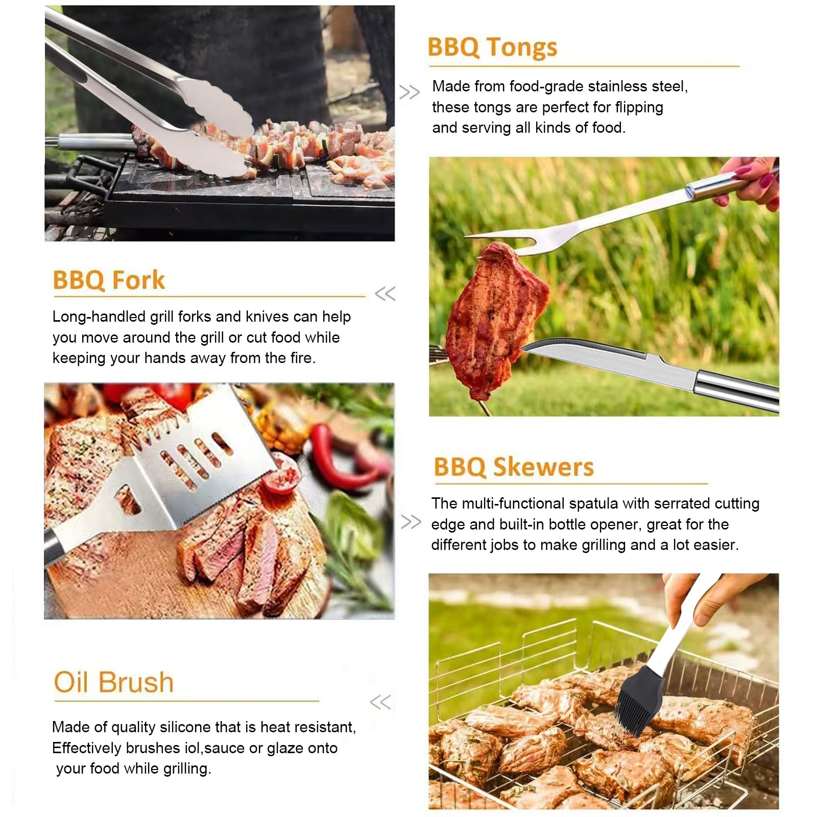Durable mats and skewers from Chi Shang for versatile cooking.