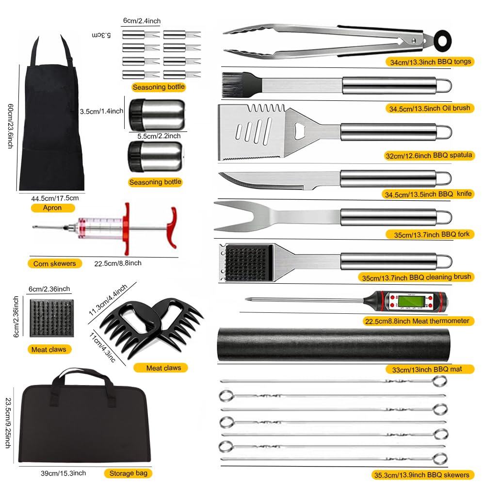 Chi Shang stainless steel barbecue tools set resists heat and rust.