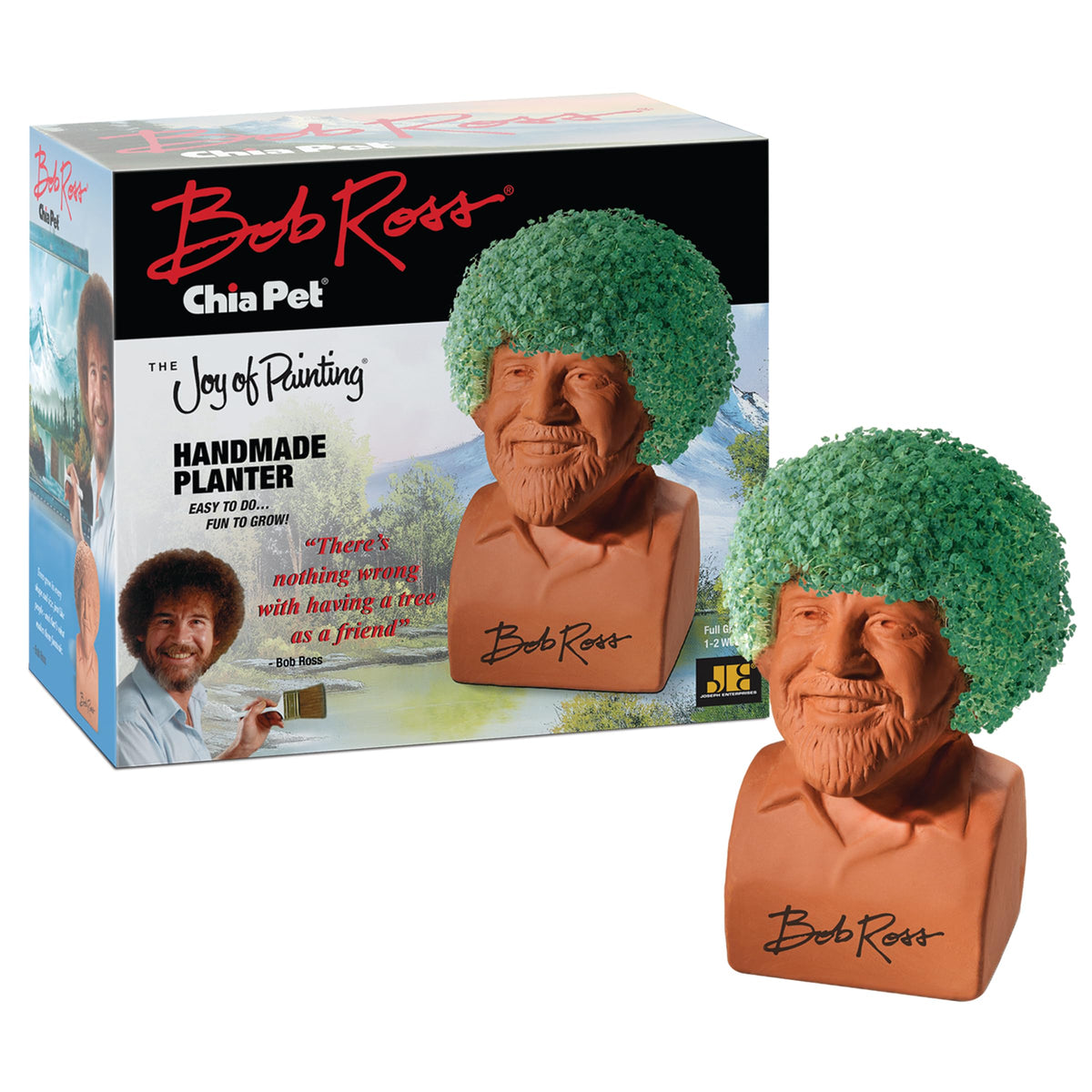 Chia Pet Bob Ross planter with seed pack offers quick, engaging greenery