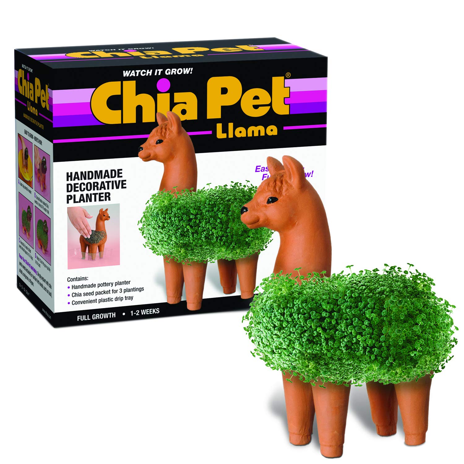 Chia CP439-01 llama decorative planter, a stylish home accent with easy growth for kids and adults.