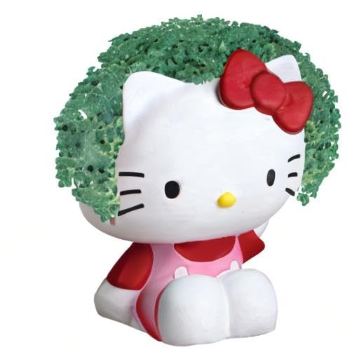 Chia Hello Kitty decorative pottery planter ready for ongoing, reusable growth.