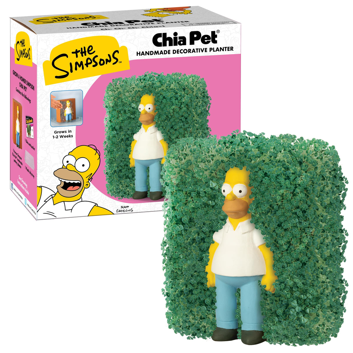Chia Homer Chia Pet planter with lush growth ready to display