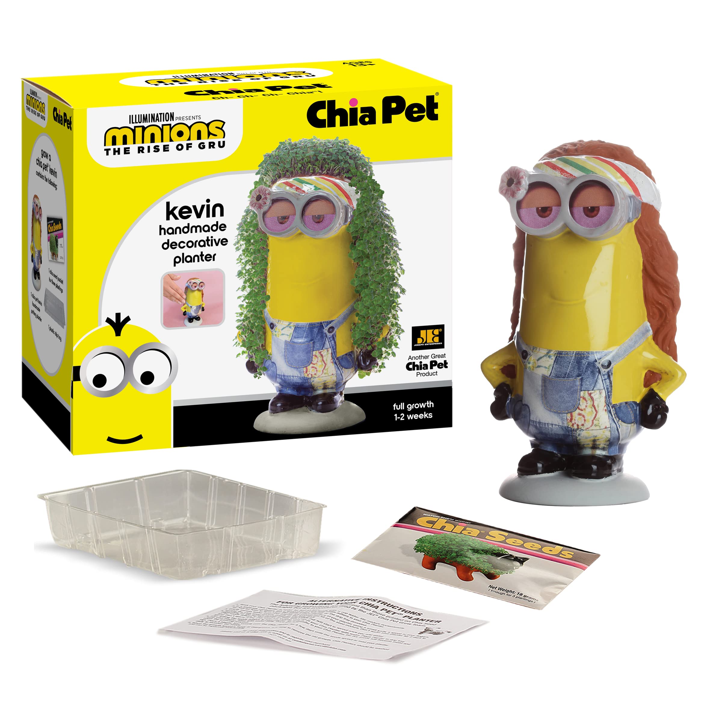 Chia Pet Kevin Minions decorative planter ready to display lush greens.
