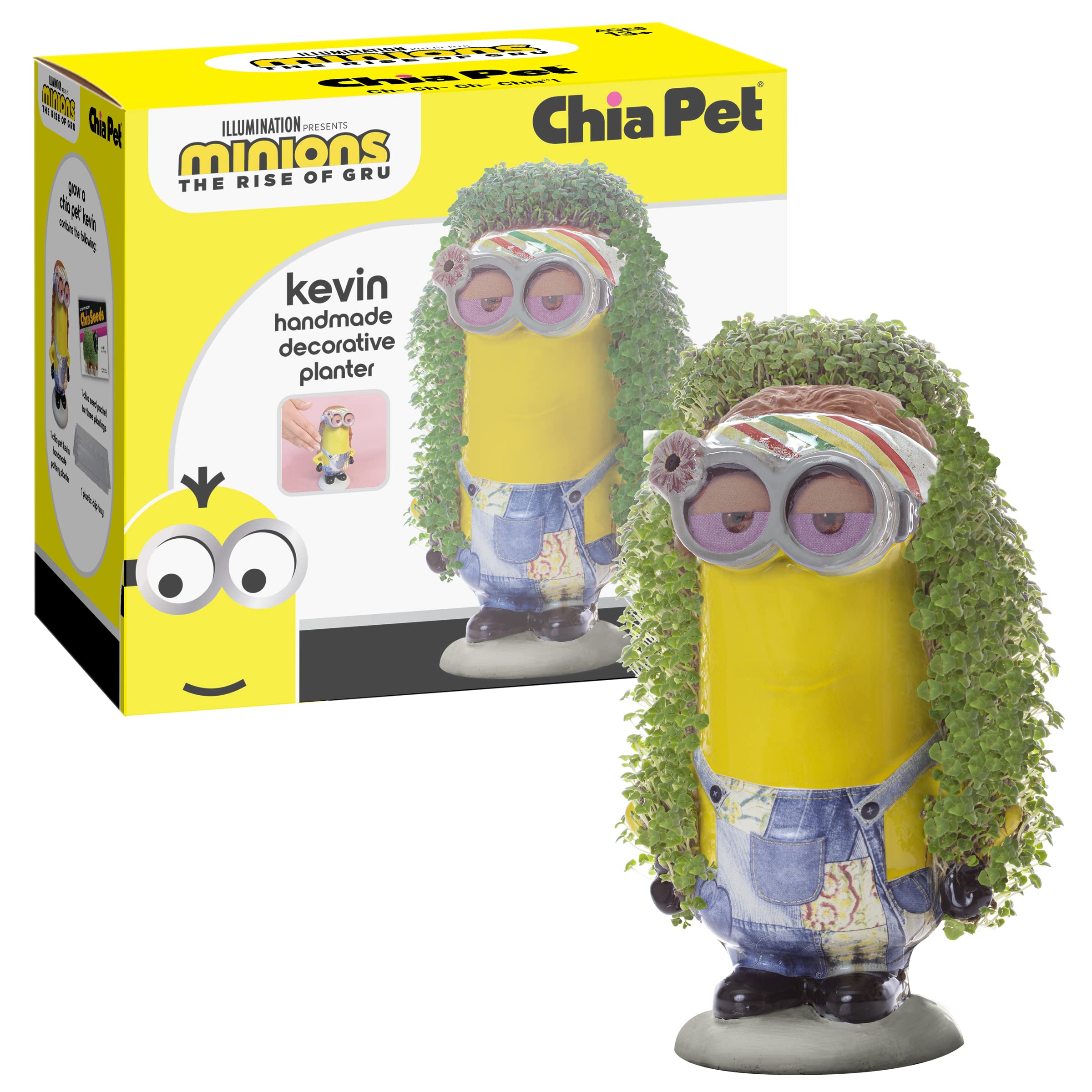 Chia Pet Kevin Minions with Seed Pack, beginner-friendly kit for quick growth.