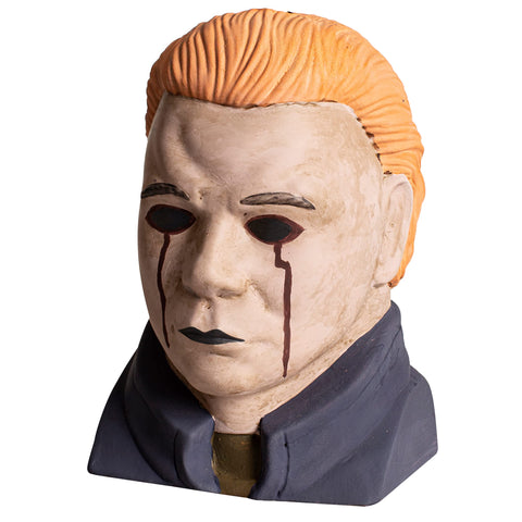 Chia Michael Myers decorative planter develops a dense green coat during growth.