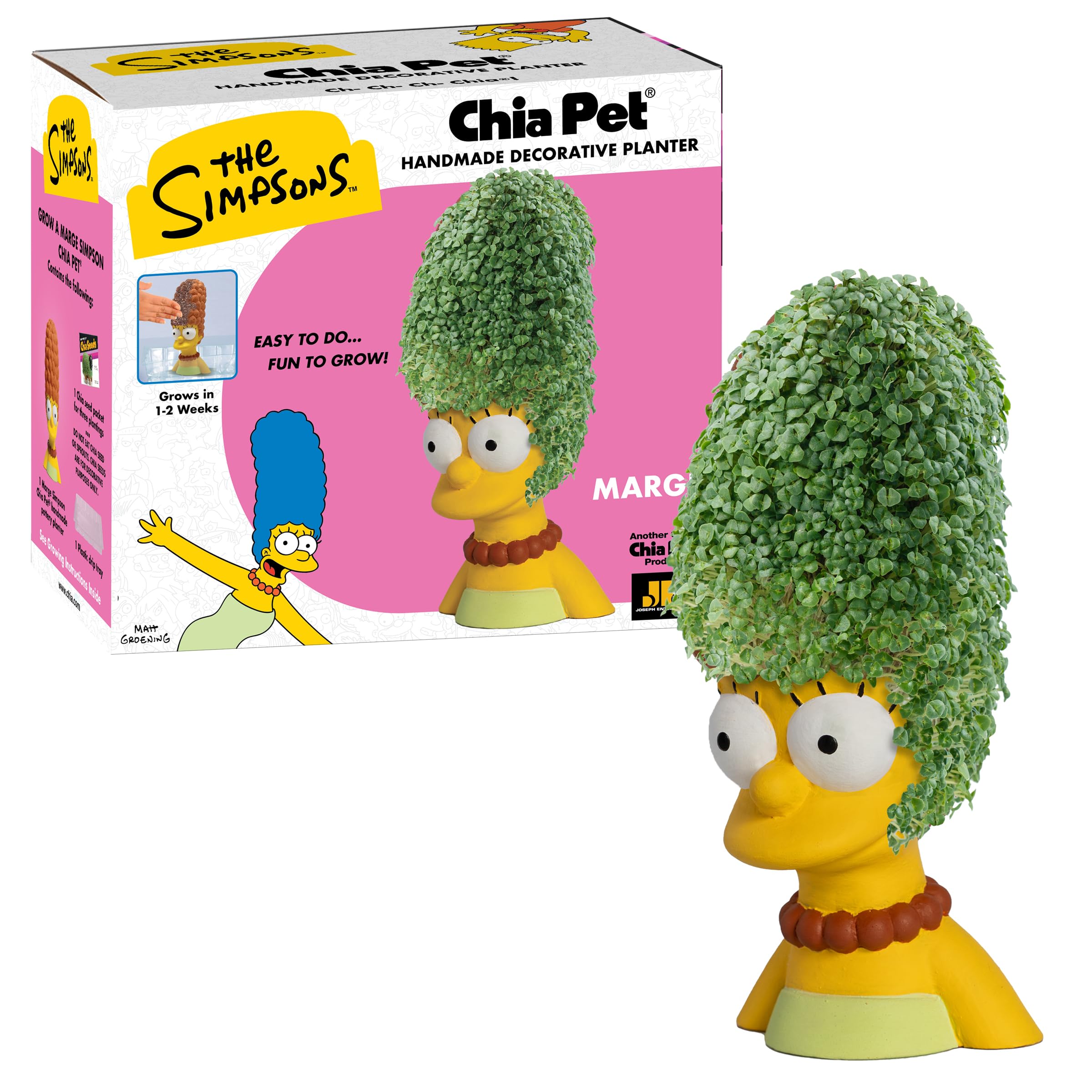 Chia Pet Marge planter with seed pack ready for easy home decor.