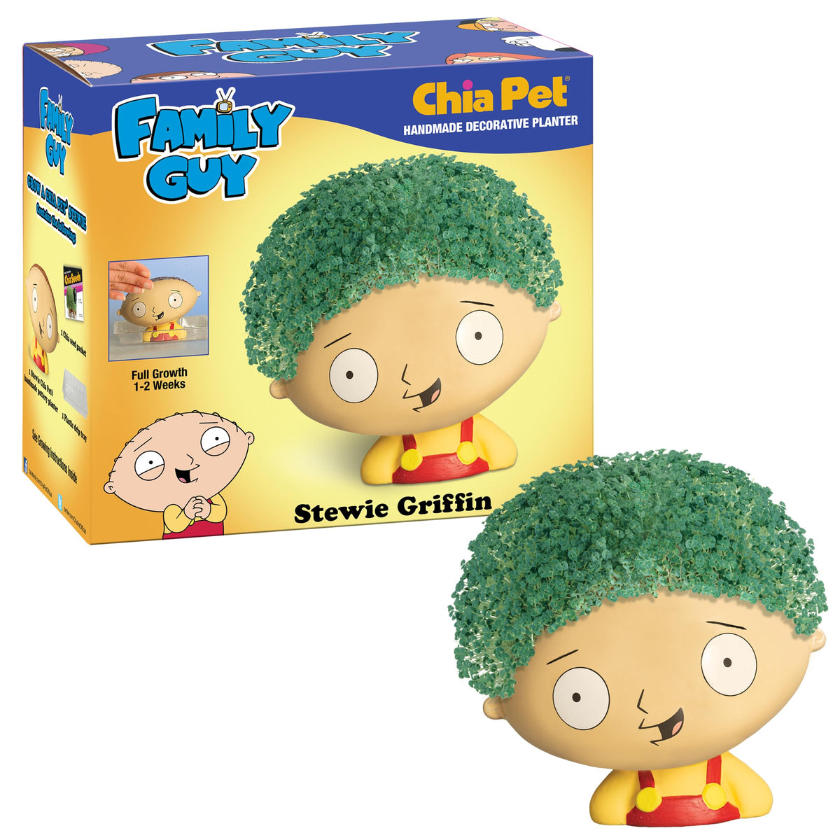 Chia Pet Stewie Griffin planter with seed pack for easy plantings.