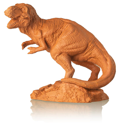 Chia Pet T-Rex growth stage shows vibrant green sprouts