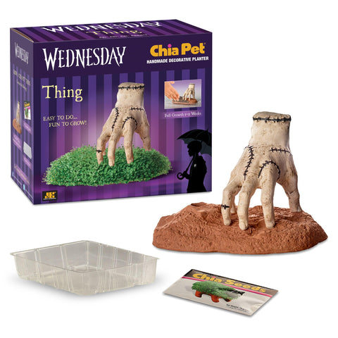 Chia Pet Thing Wednesday terracotta planter offers a quirky gift and collectible fun.