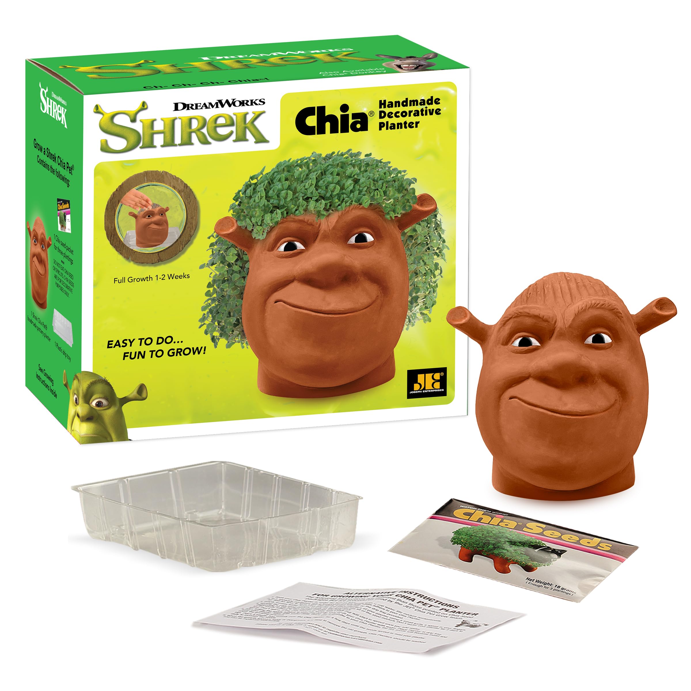 Chia Shrek gift-ready pack ideal for novelty gifts and celebrations.
