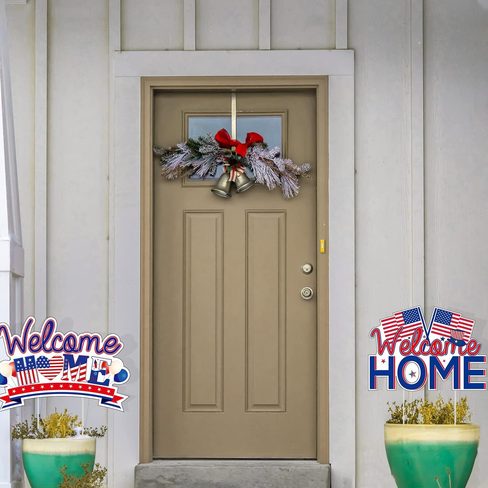 Chiazllta outdoor party yard decor set for military homecoming celebrations.
