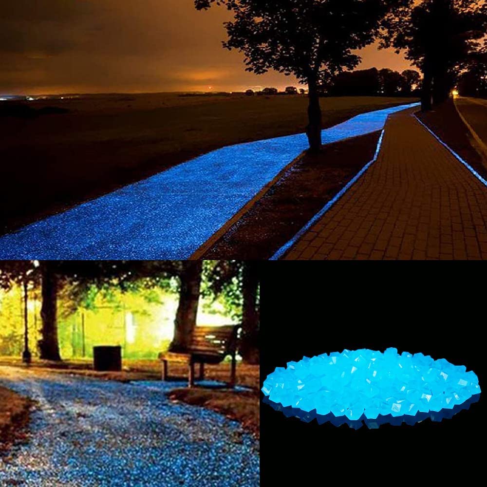 Chic Style aquarium gravel glows blue after light exposure for nocturnal scenes.