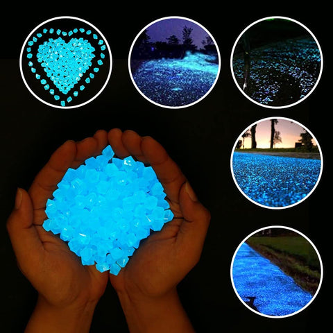 Chic Style pond decor stones glow softly to highlight water features at night.