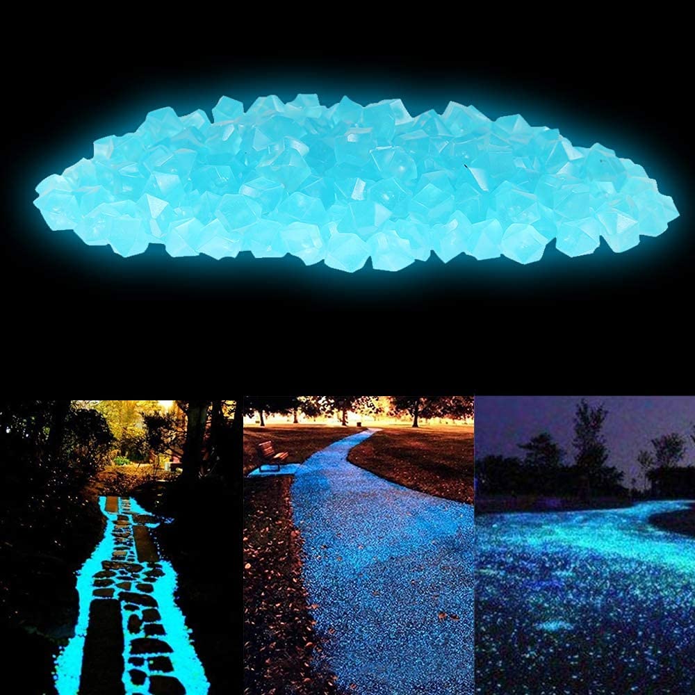 Chic Style glow stones line walkways and flower beds with gentle color.