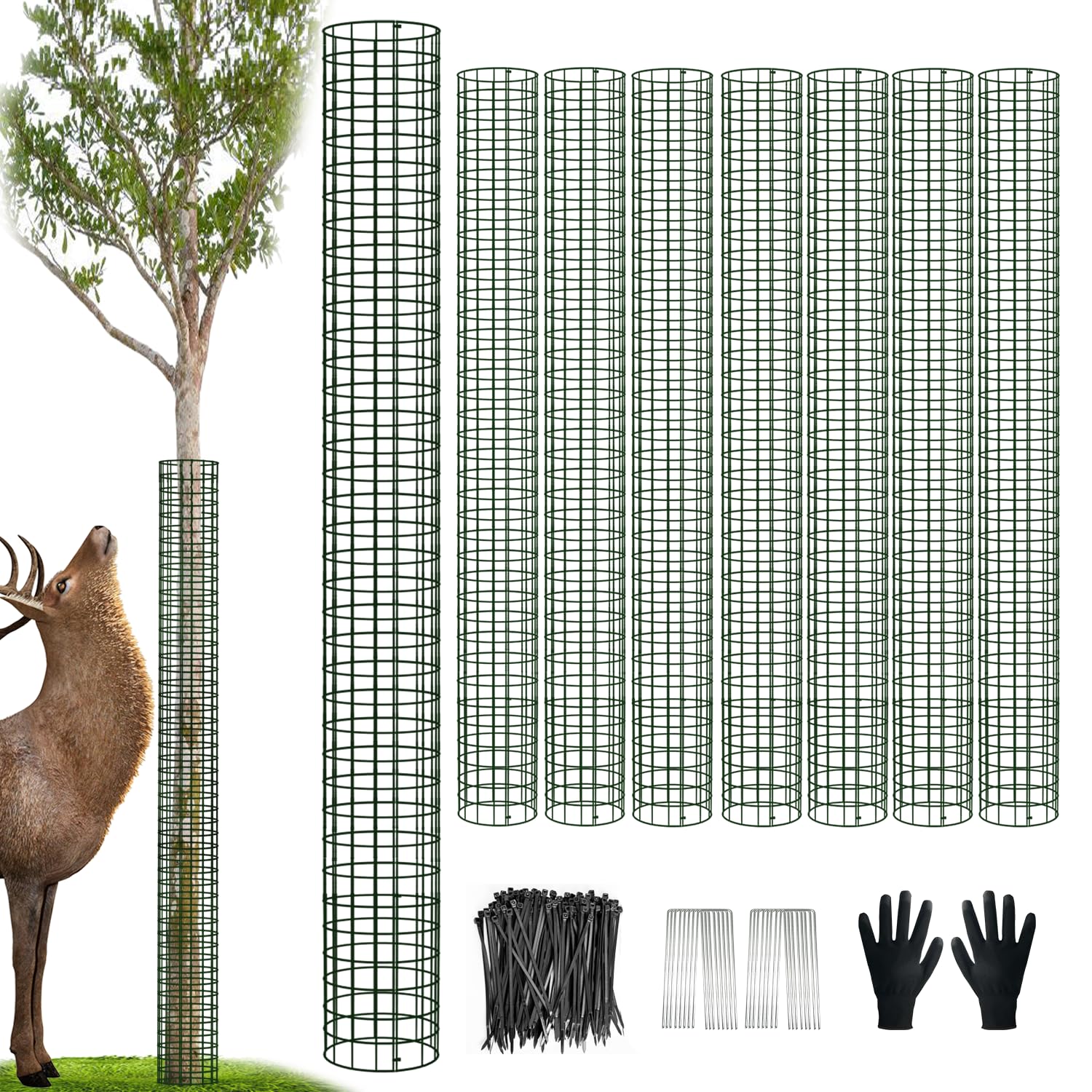 Chicarry 48-inch tree trunk protector being assembled around a sapling