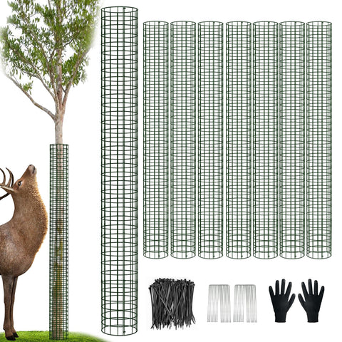Chicarry 48-inch tree trunk protector being assembled around a sapling