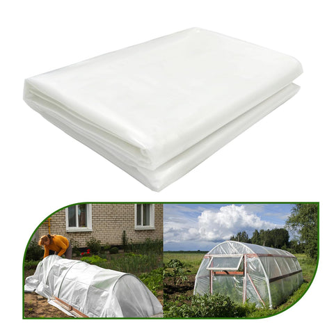 Chicarry 6mil clear greenhouse film for a 6.5x6.5 ft frame, clear visibility.