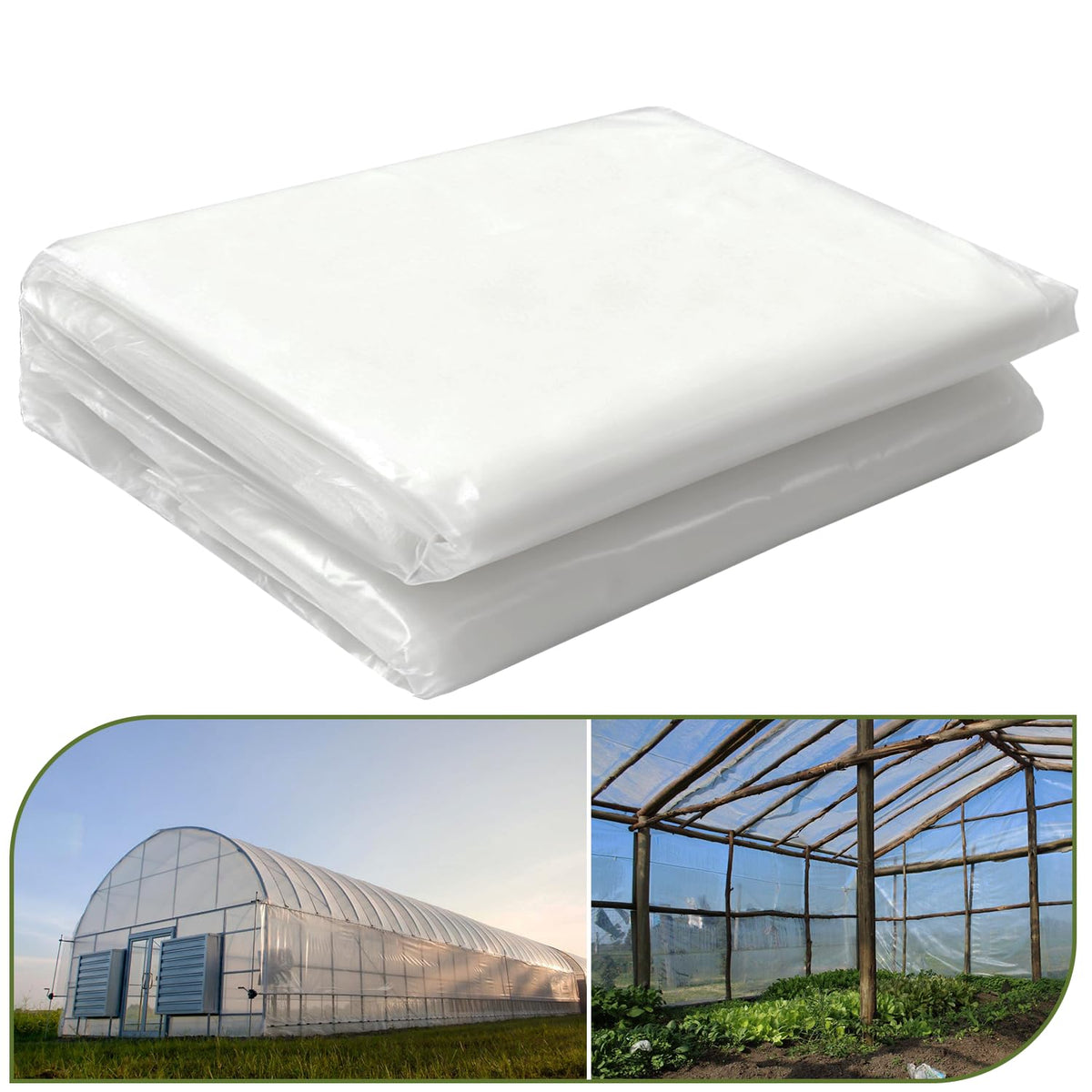 Chicarry greenhouse film 6mil clear, 16x20ft, for durable coverage and improved light transmission.