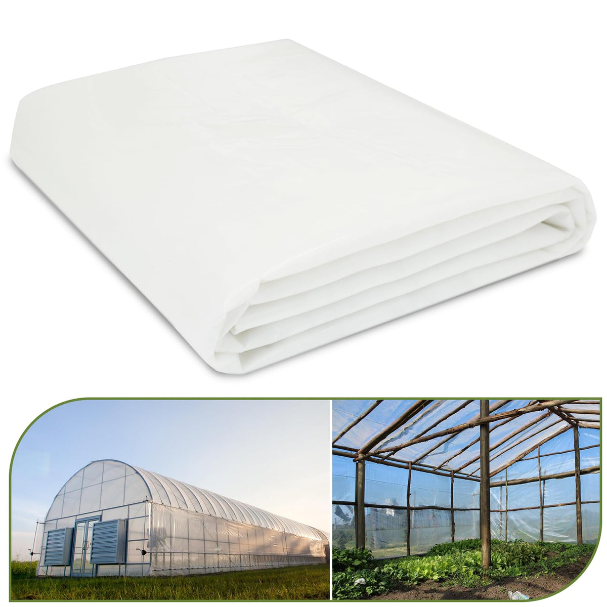 Chicarry greenhouse film 8x25 clear 6mil for improved light transmission.