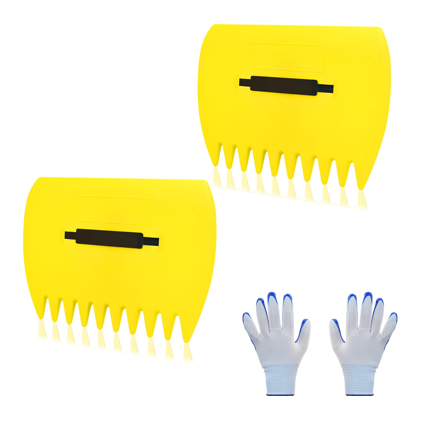 Chicarry leaf scoops hand rakes set in yellow for quick yard cleanup