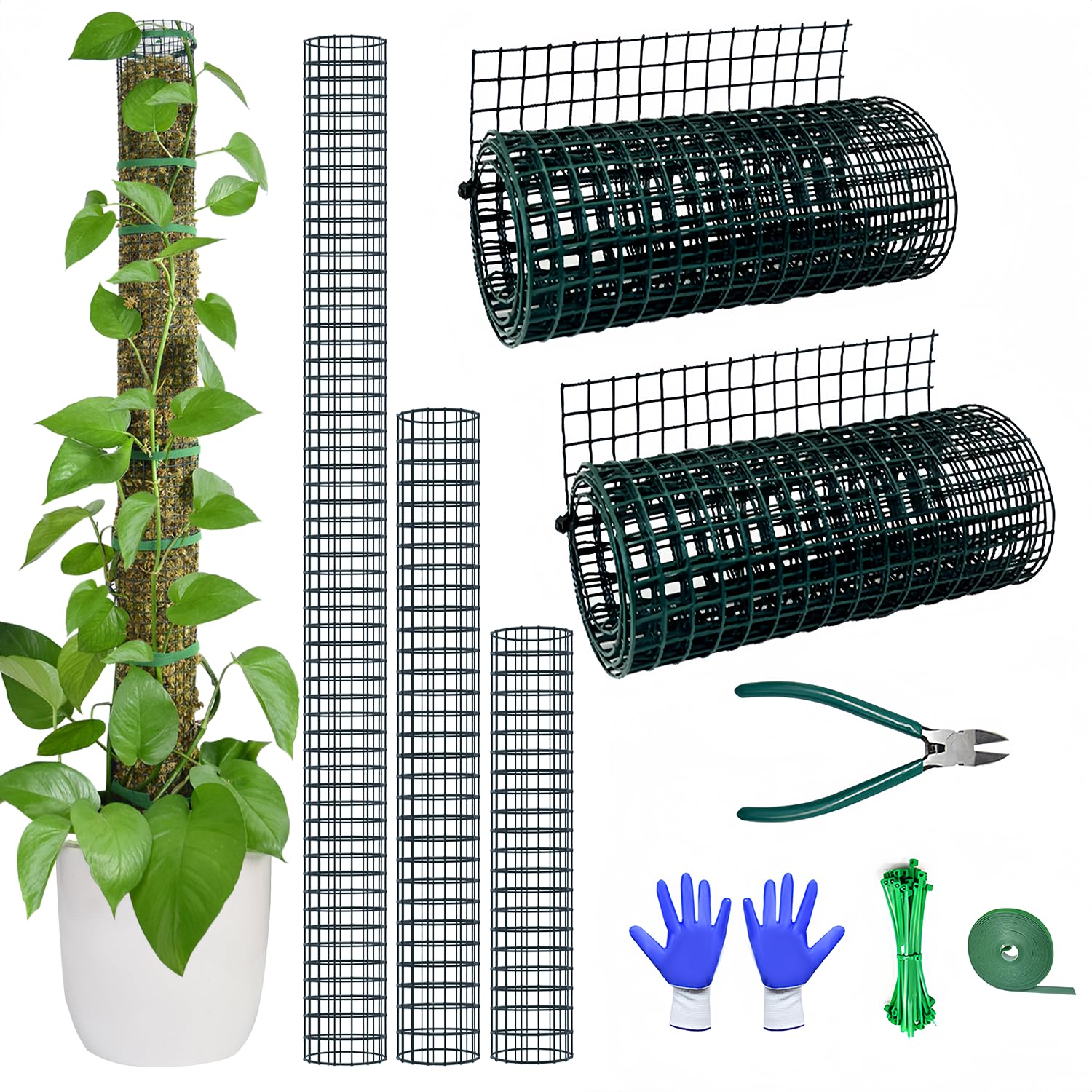 Chicarry Moss Pole DIY Kit with steel mesh for sturdy 6.6ft plant support.