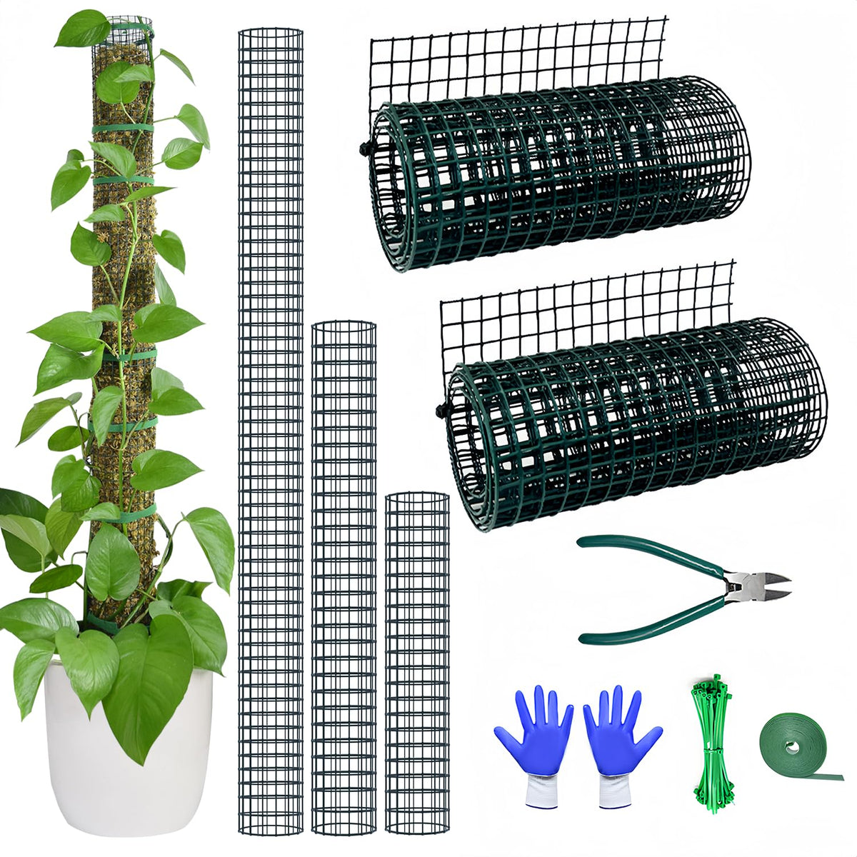 Chicarry Moss Pole DIY Kit with steel mesh for sturdy 6.6ft plant support.