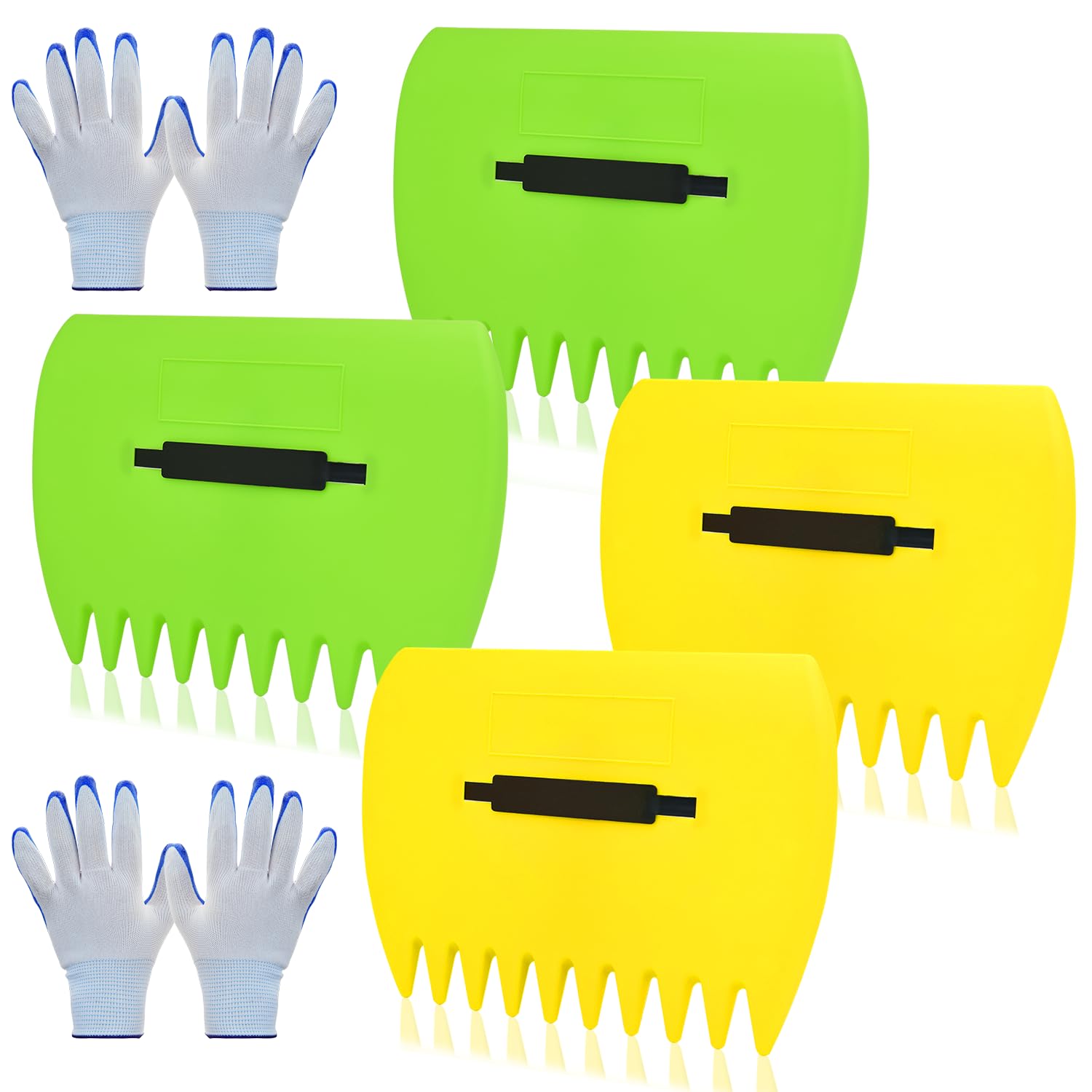 Chicarry yellow leaf scoops with a clear grip for easy leaf collection and lifting