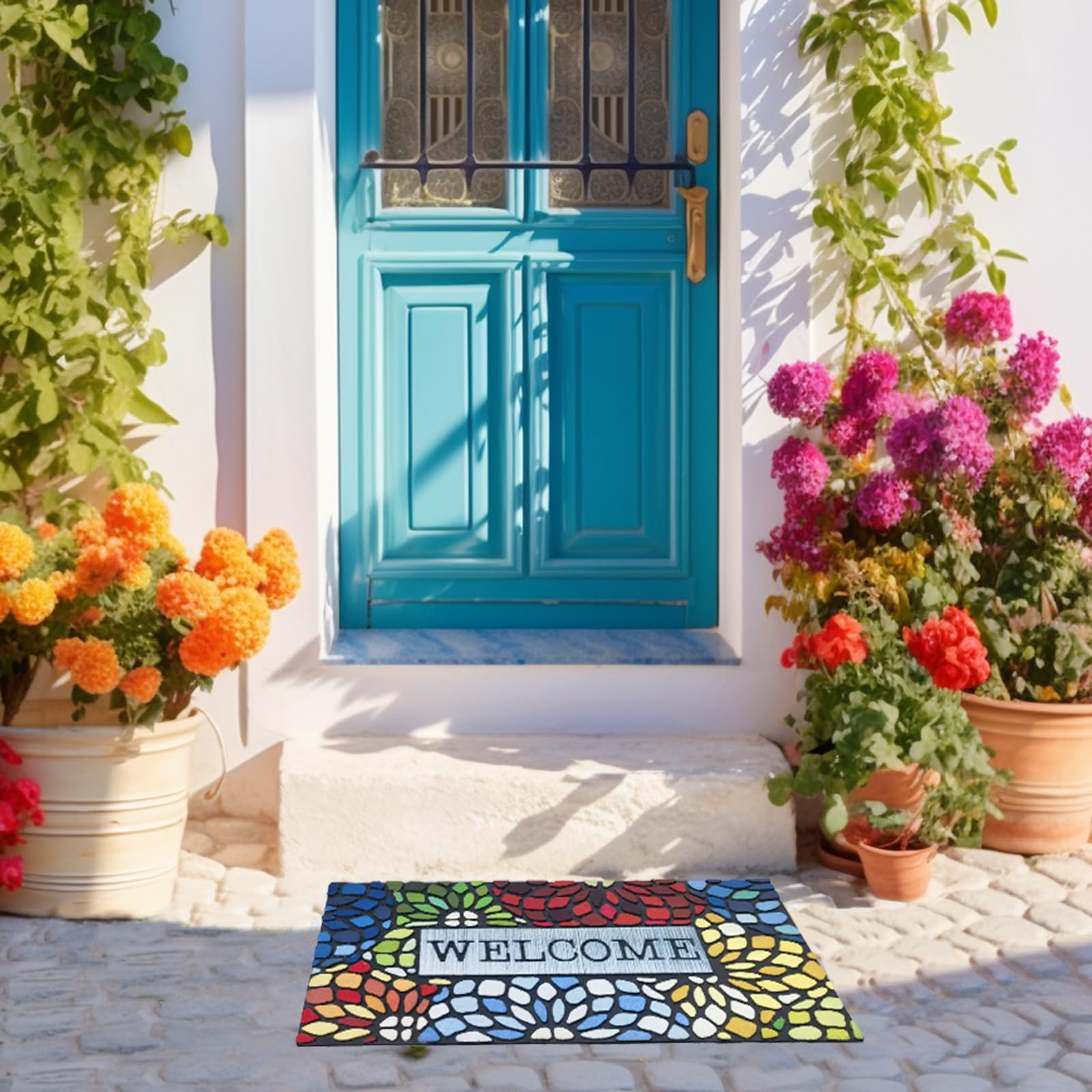 CHICHIC Colorful Welcome Mat suitable for indoor and outdoor use.