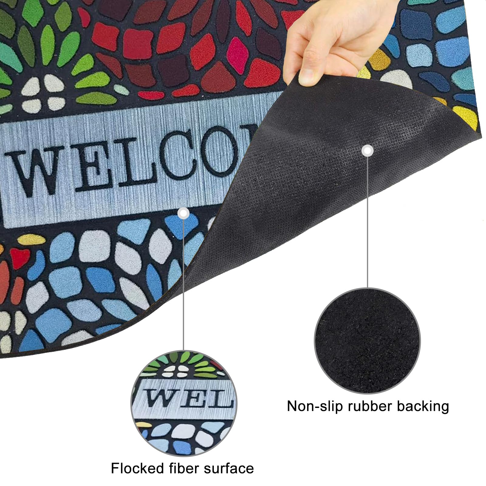 CHICHIC Colorful Welcome Mat easy to clean by sweep, vacuum, or hose.