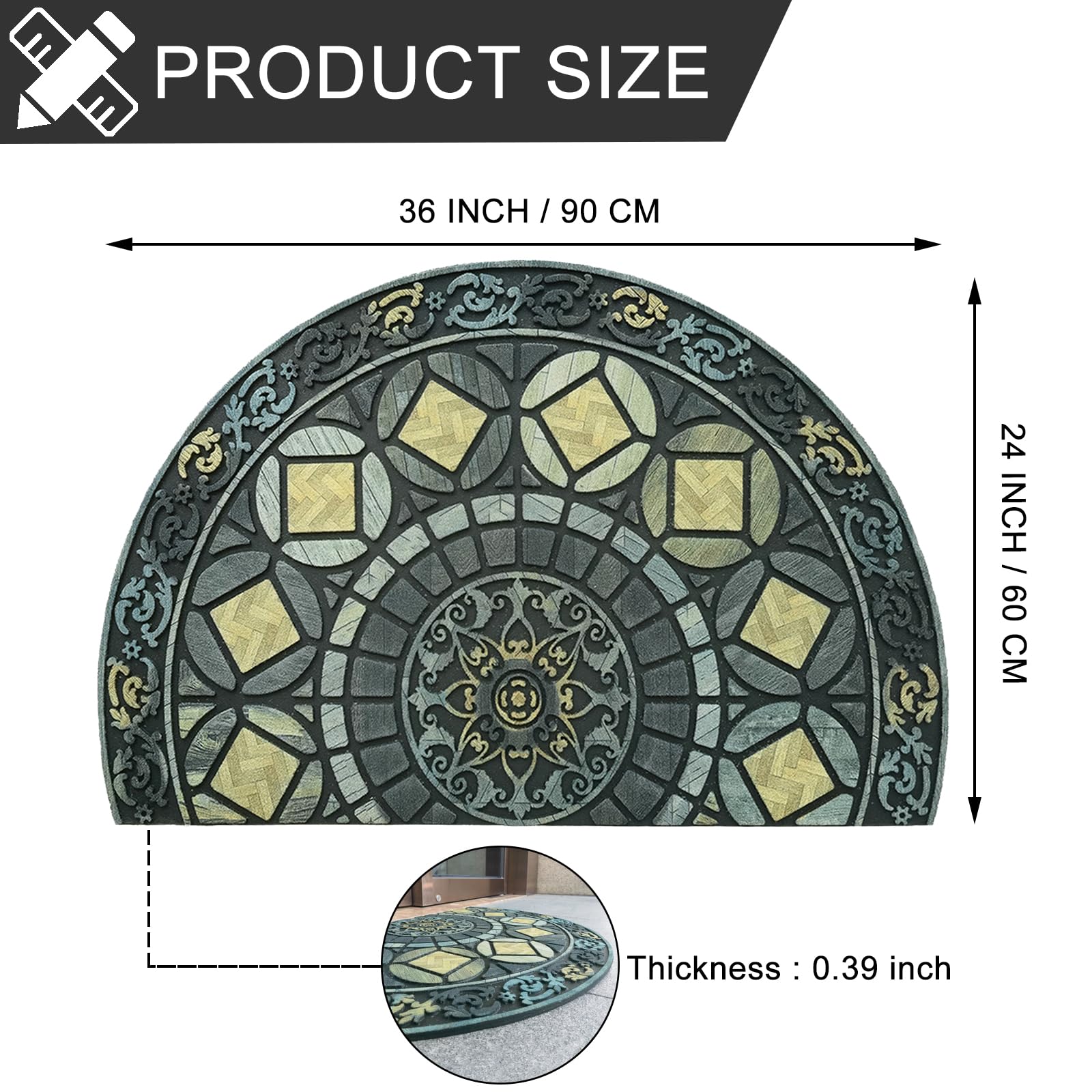CHICHIC mat features dirt-trapping grooves for cleaner shoes and floors.