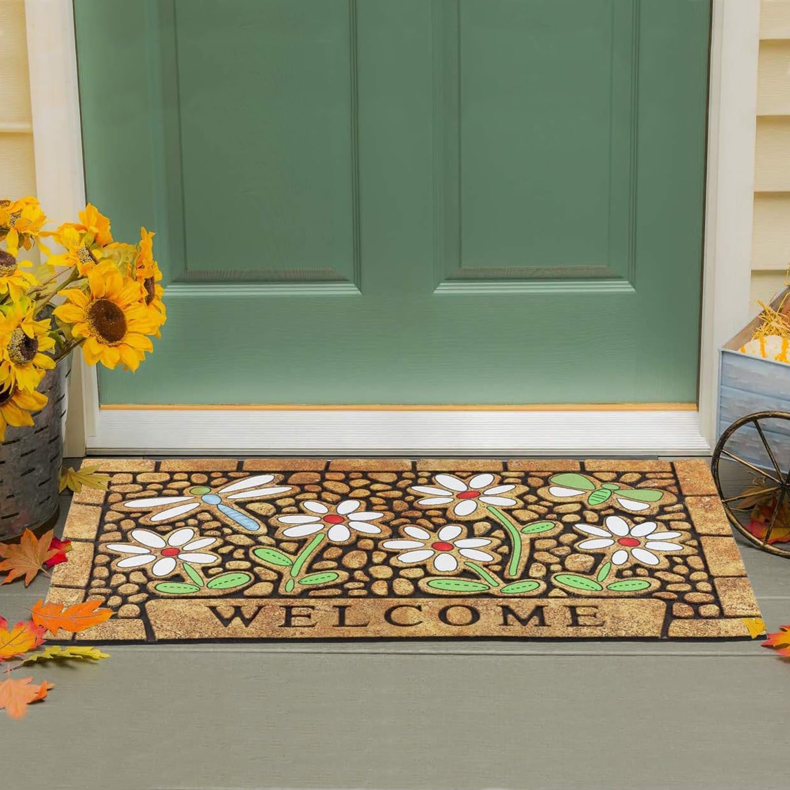 CHICHIC front door mat with rubber back provides non-slip grip