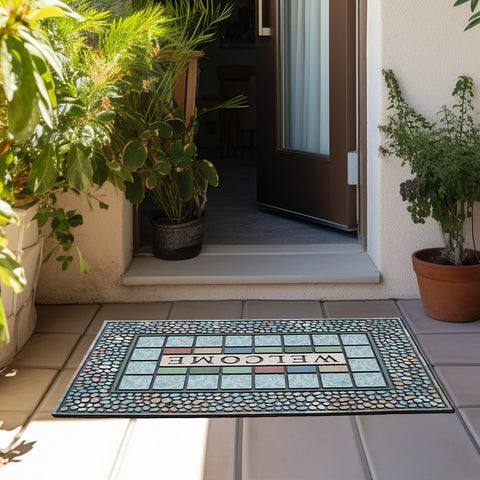 CHICHIC heavy-duty rubber back doormat outdoors grips slippery surfaces securely
