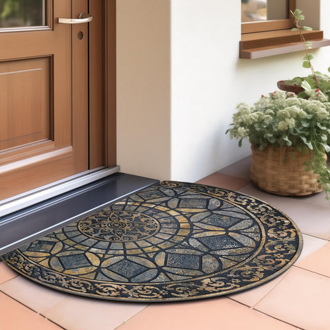 CHICHIC heavy-duty rubber back keeps the mat in place on outdoor floors.