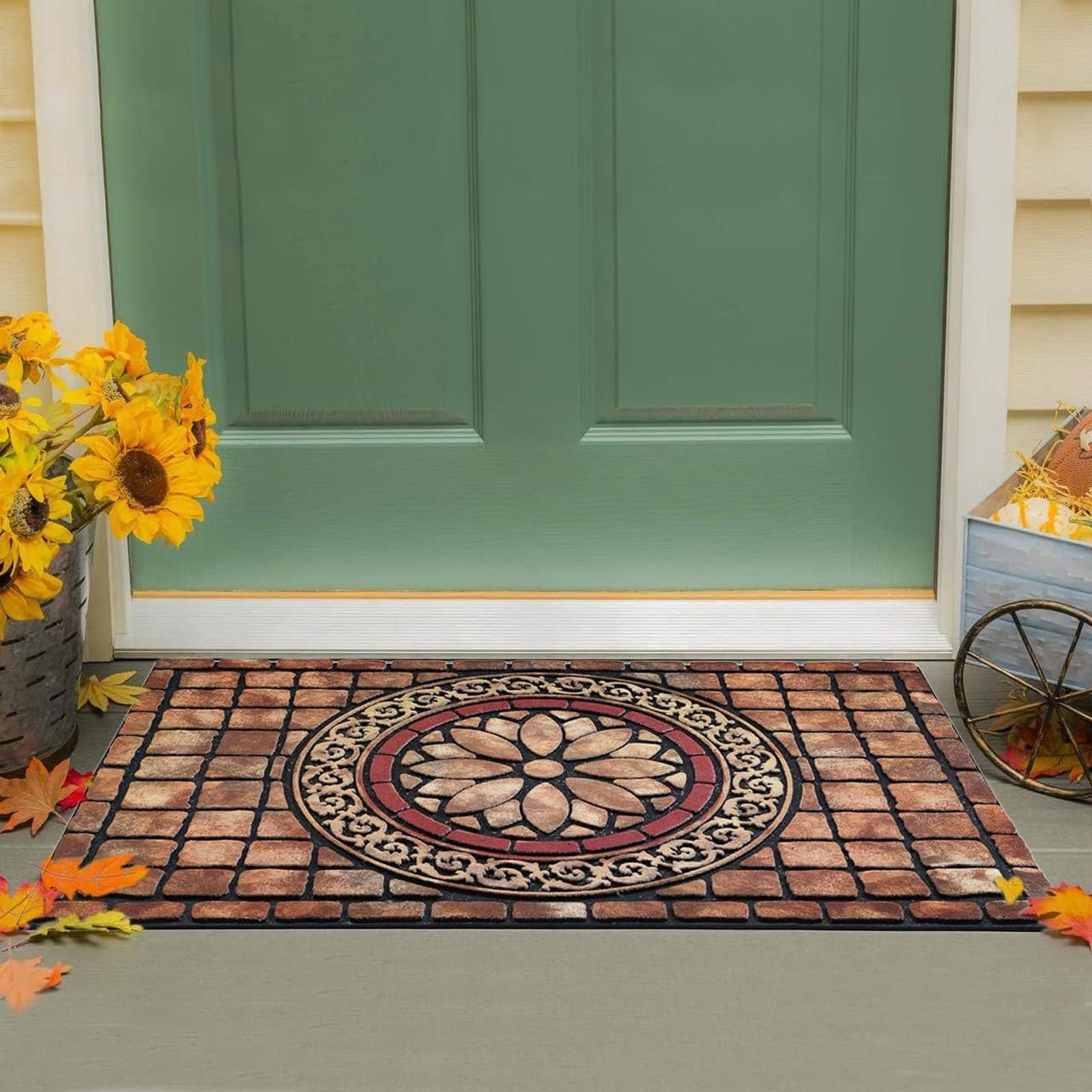 CHICHIC heavy-duty welcome mat features a non-slip back for safe outdoor use.
