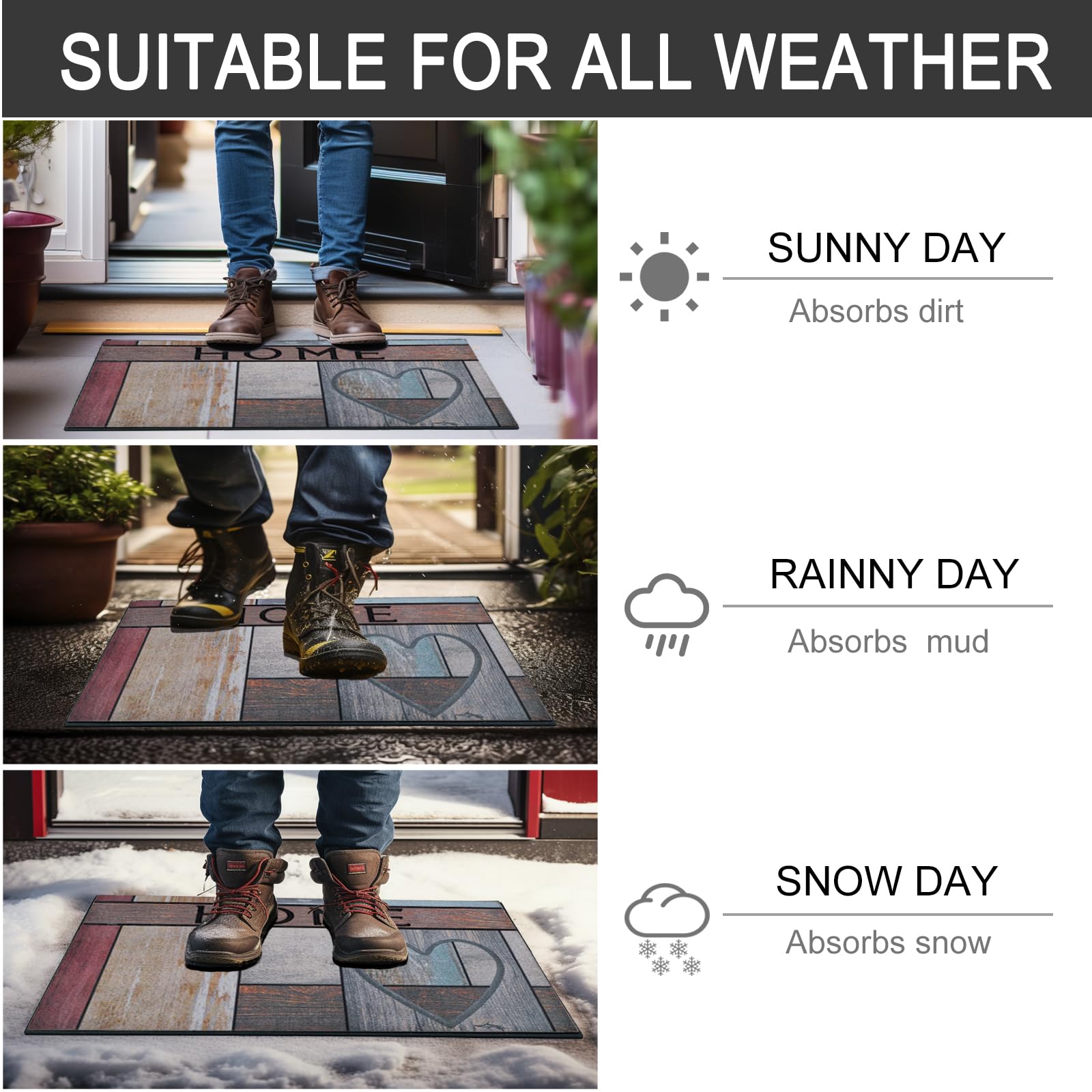 CHICHIC non-slip backing grips outdoor floors without leaving marks.