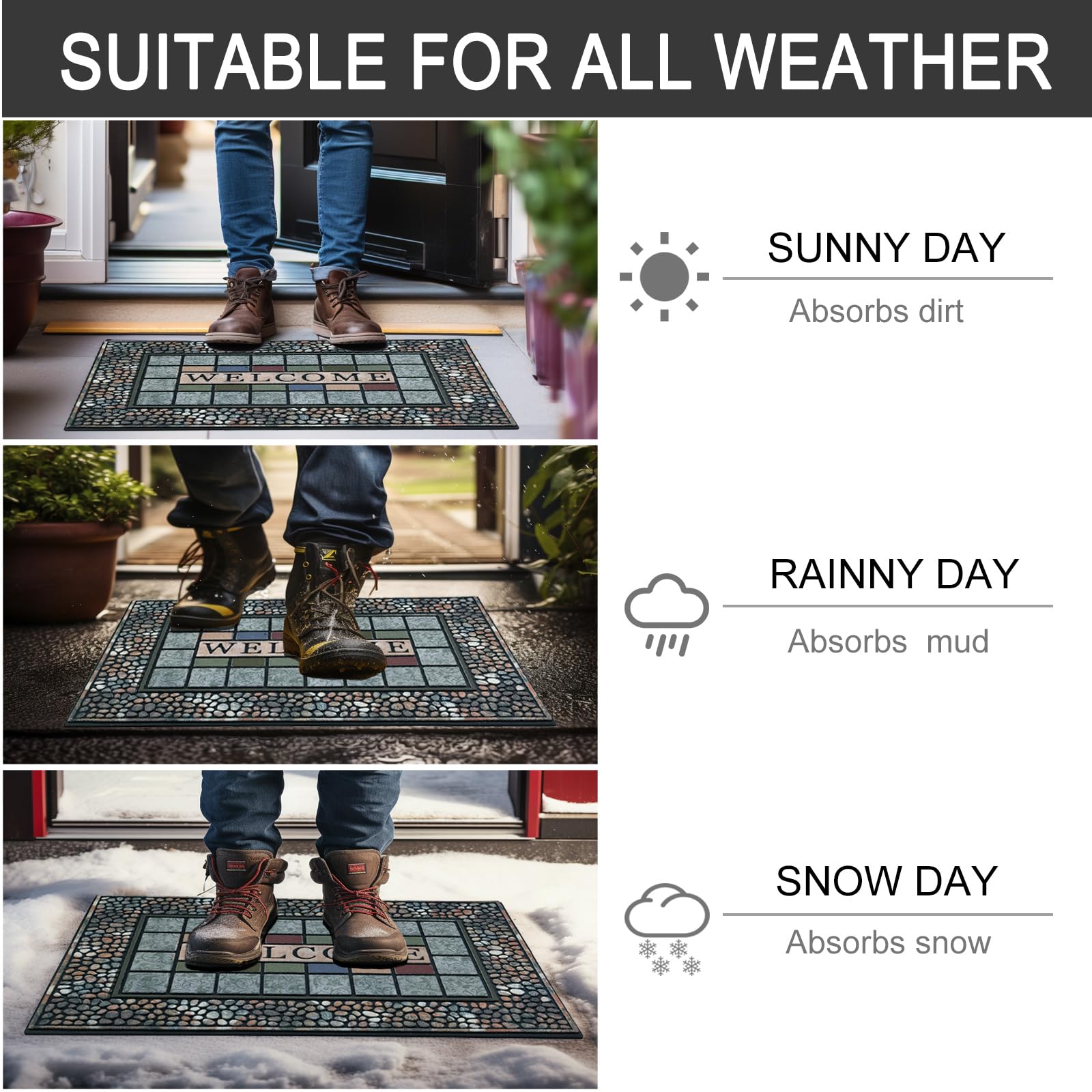 CHICHIC versatile outdoor mat for entryways, garages, mudrooms, and busy entrances