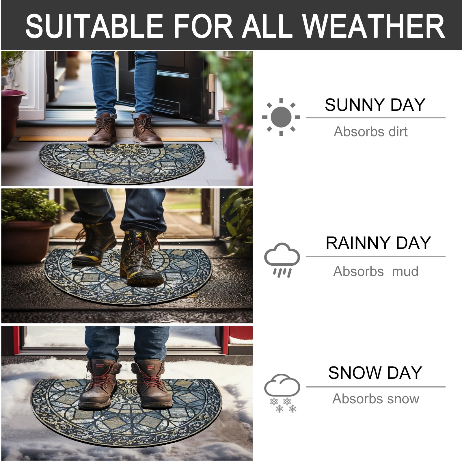 CHICHIC outdoor front door mat is ideal for high-traffic entryways.