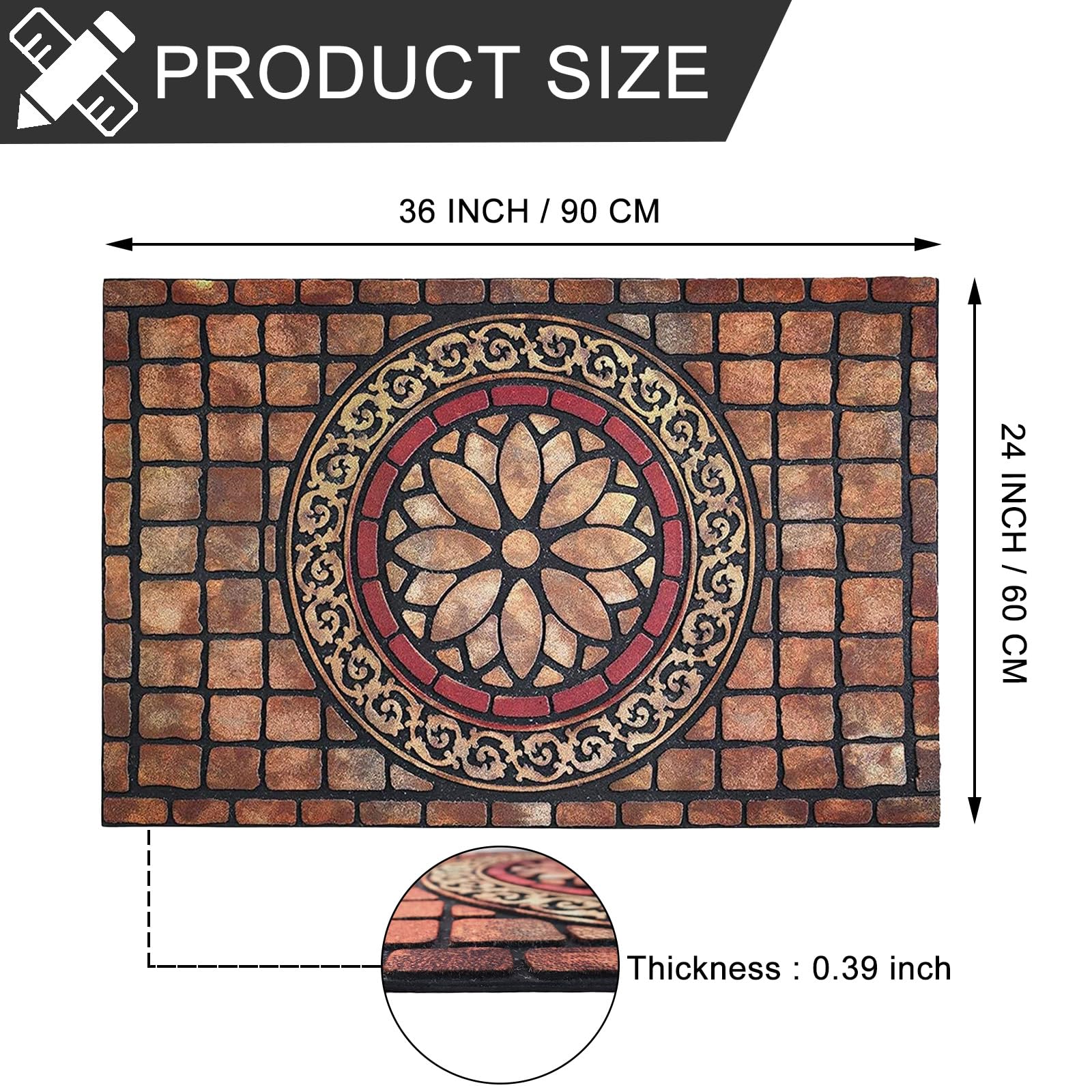 CHICHIC outdoor doormat with flocked surface traps dirt and moisture.