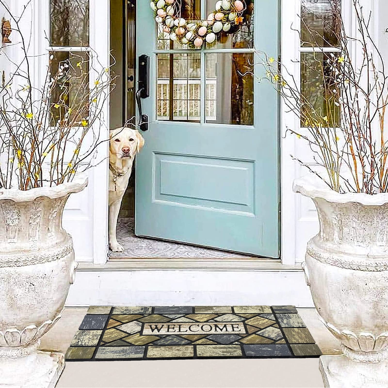 CHICHIC pet-friendly entry mat provides a cozy area for pets.