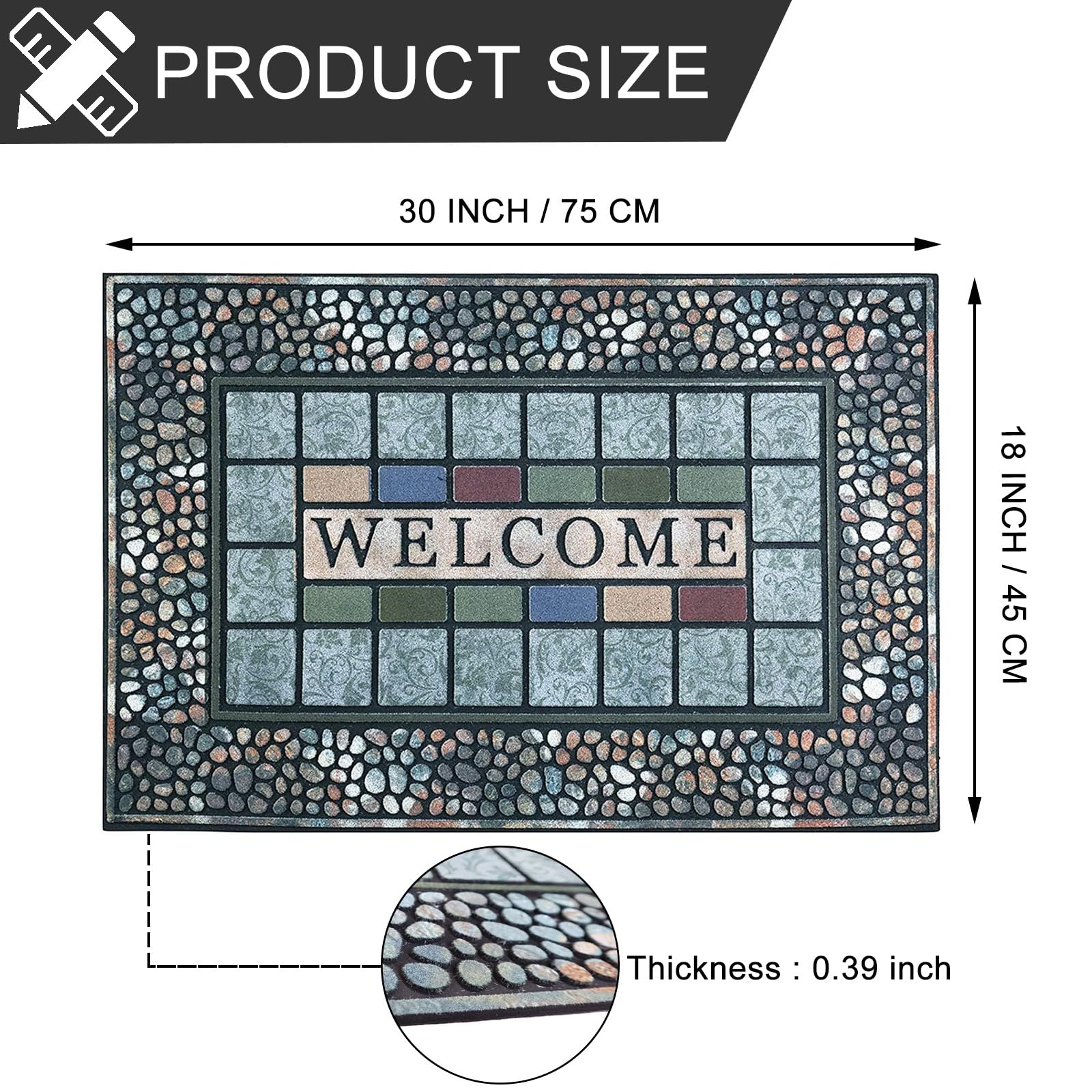 CHICHIC rubber-backed mat shows grooved surface trapping moisture and dirt