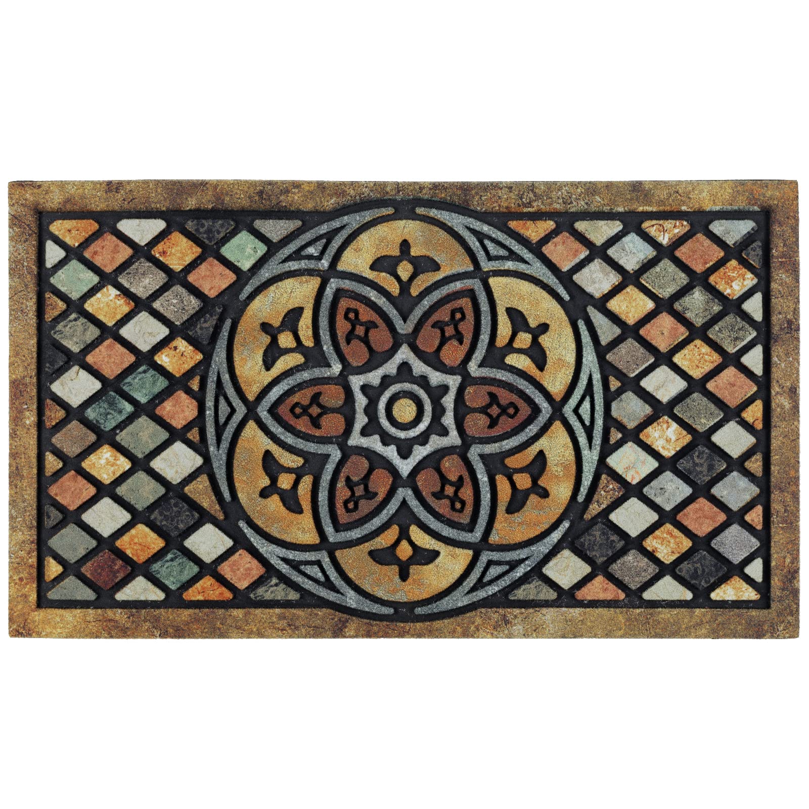 CHICHIC welcome mat with petal design traps dirt at the entry.