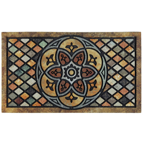 CHICHIC welcome mat with petal design traps dirt at the entry.