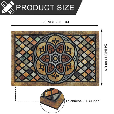 CHICHIC Welcome Door Mat on outdoor floor with non-slip back prevents slips.