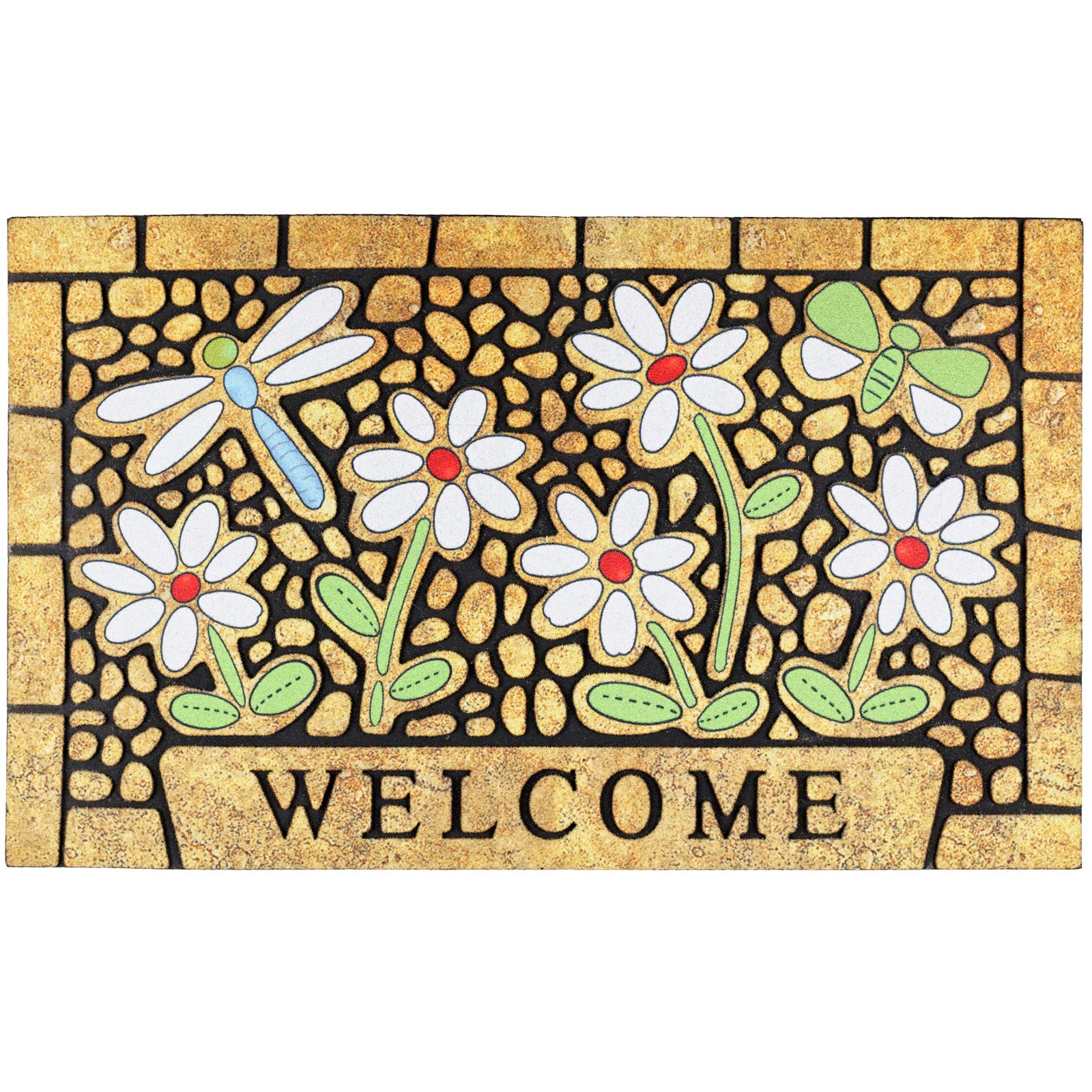 CHICHIC welcome door mat dragonfly design traps dirt at the entrance