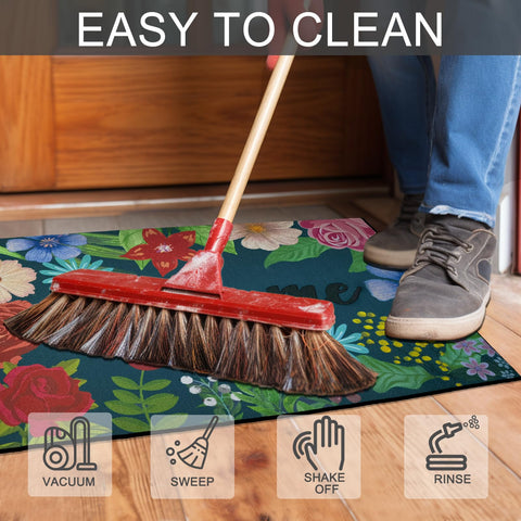 CHICHIC easy-clean rug can be swept, vacuumed, or hose-off after use