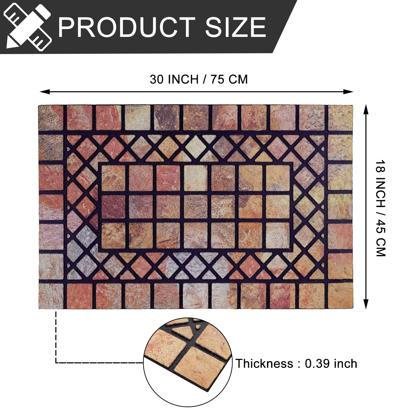 Chichic Welcome Door Mat flocked-fiber surface showcases colorful patterns that hide footprints.